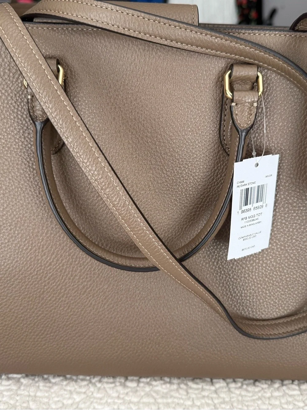 Coach Maggie tote  Leather Structured Satchel with Gold Hardware